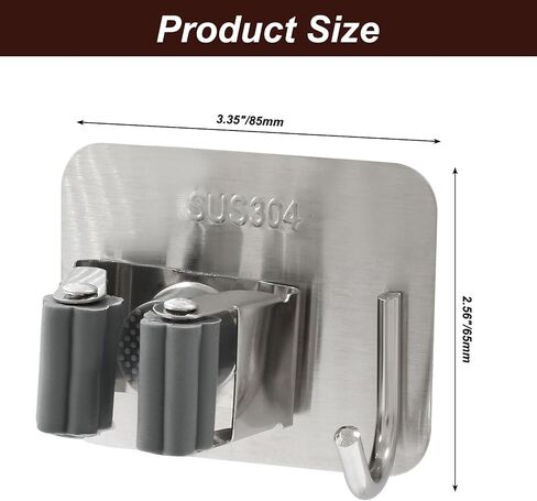 Broom Holder Wall Mount Holder 4 Pcs, 304 Stainless Steel Mop Hanger Wall Mount Stick, Heavy Duty Utility Rack for Bathroom, Kitchen, Laundry Room Storage，Sliver in Saudi Arabia
