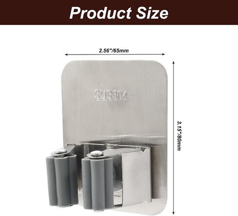 Broom Holder Wall Mount Holder 4 Pcs, 304 Stainless Steel Mop Hanger Wall Mount Stick, Heavy Duty Utility Rack for Bathroom, Kitchen, Laundry Room Storage，Sliver in Saudi Arabia