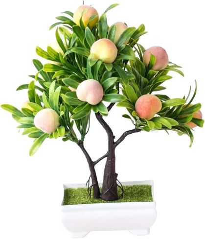 ABOOFAN Potted Peach Tree House Plants Mini Fake Flowers Indoor Decor Desk Fake Bonsai Dining Table Centerpieces Plant Indoor Decor for Table Plastic Tree Bonsai Furniture Office in Saudi Arabia