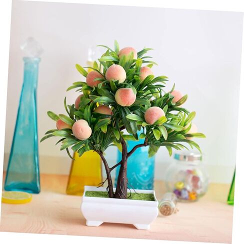 ABOOFAN Potted Peach Tree House Plants Mini Fake Flowers Indoor Decor Desk Fake Bonsai Dining Table Centerpieces Plant Indoor Decor for Table Plastic Tree Bonsai Furniture Office in Saudi Arabia
