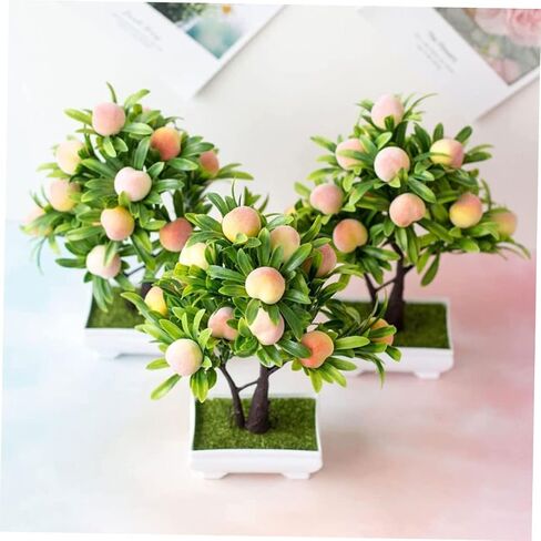ABOOFAN Potted Peach Tree House Plants Mini Fake Flowers Indoor Decor Desk Fake Bonsai Dining Table Centerpieces Plant Indoor Decor for Table Plastic Tree Bonsai Furniture Office in Saudi Arabia