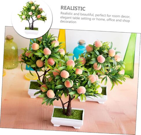 ABOOFAN Potted Peach Tree House Plants Mini Fake Flowers Indoor Decor Desk Fake Bonsai Dining Table Centerpieces Plant Indoor Decor for Table Plastic Tree Bonsai Furniture Office in Saudi Arabia