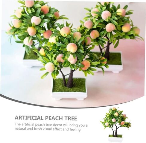 ABOOFAN Potted Peach Tree House Plants Mini Fake Flowers Indoor Decor Desk Fake Bonsai Dining Table Centerpieces Plant Indoor Decor for Table Plastic Tree Bonsai Furniture Office in Saudi Arabia