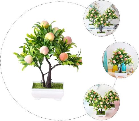 ABOOFAN Potted Peach Tree House Plants Mini Fake Flowers Indoor Decor Desk Fake Bonsai Dining Table Centerpieces Plant Indoor Decor for Table Plastic Tree Bonsai Furniture Office in Saudi Arabia