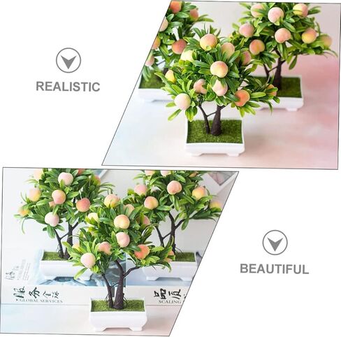 ABOOFAN Potted Peach Tree House Plants Mini Fake Flowers Indoor Decor Desk Fake Bonsai Dining Table Centerpieces Plant Indoor Decor for Table Plastic Tree Bonsai Furniture Office in Saudi Arabia