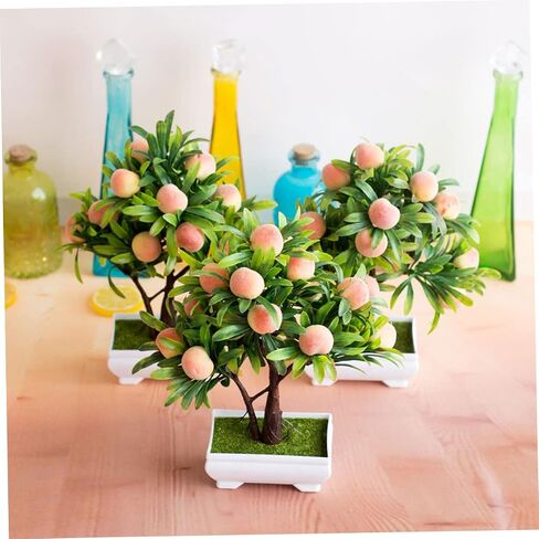 ABOOFAN Potted Peach Tree House Plants Mini Fake Flowers Indoor Decor Desk Fake Bonsai Dining Table Centerpieces Plant Indoor Decor for Table Plastic Tree Bonsai Furniture Office in Saudi Arabia