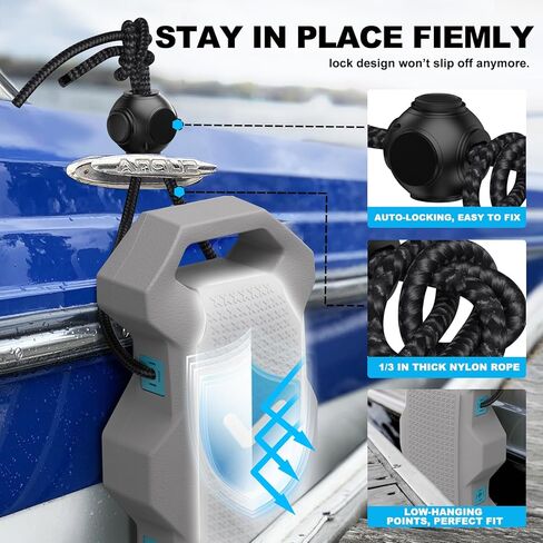 Boat Fenders, Boat Bumpers for Docking, Boat Dock Bumpers for Pontoon Boat,Gray in Saudi Arabia