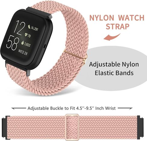 2 Pack Braided Elastic Nylon Wristbands Compatible with Versa 2/Versa/Versa Lite/Versa SE, Adjustable Comfortable Skin-friendly Replacement Band Woven Nylon Replacement Straps for Women Men in Saudi Arabia