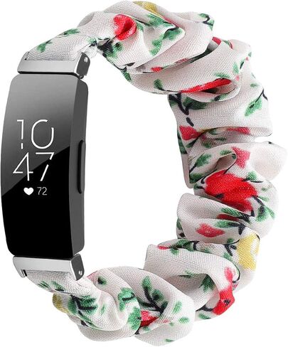 سوار ساعة Scrunchie متوافق مع Fitbit inpire/inspire 2/inspire HR أساور معصم بديلة بطباعة زهور كلاسيكية فاخرة من أجل inpire/inspire 2/inspire HR Tracker in Saudi Arabia