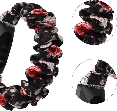 سوار ساعة Scrunchie متوافق مع Fitbit inpire/inspire 2/inspire HR أساور معصم بديلة بطباعة زهور كلاسيكية فاخرة من أجل inpire/inspire 2/inspire HR Tracker in Saudi Arabia