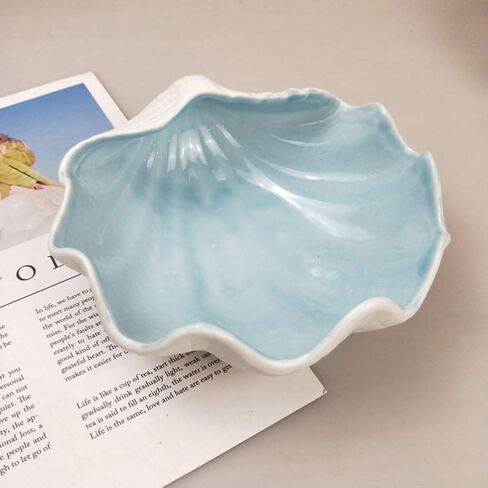 Homoyoyo Scallop Shells Shell Bowls ديكور تخدم السلطانية على شكل أسقلوب علبة مجوهرات علبة الحلوى وعاء لوحة طبق التصوير الدعائم لحفل زفاف عيد الحب الأزرق شل السلطانية in Kuwait