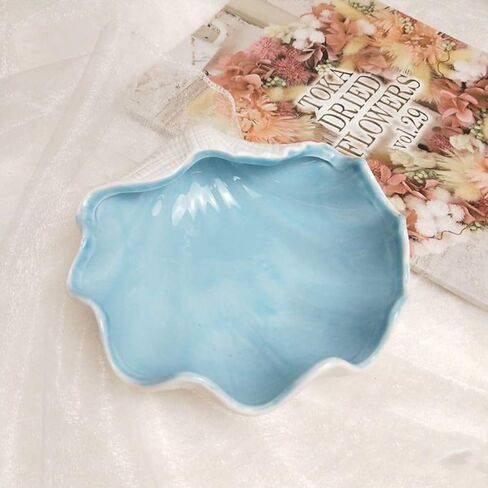 Homoyoyo Scallop Shells Shell Bowls ديكور تخدم السلطانية على شكل أسقلوب علبة مجوهرات علبة الحلوى وعاء لوحة طبق التصوير الدعائم لحفل زفاف عيد الحب الأزرق شل السلطانية in Kuwait