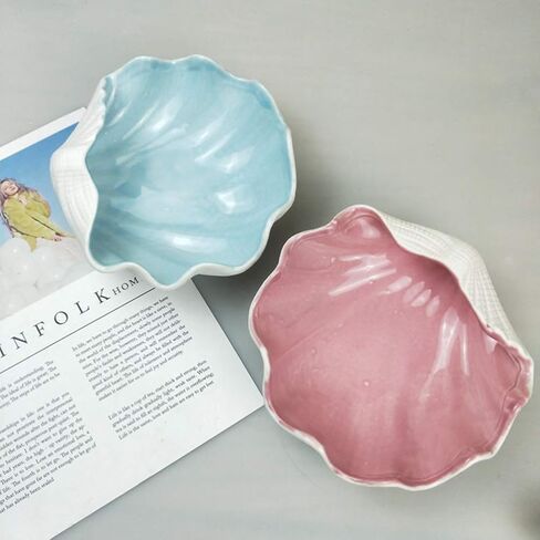 Homoyoyo Scallop Shells Shell Bowls ديكور تخدم السلطانية على شكل أسقلوب علبة مجوهرات علبة الحلوى وعاء لوحة طبق التصوير الدعائم لحفل زفاف عيد الحب الأزرق شل السلطانية in Kuwait