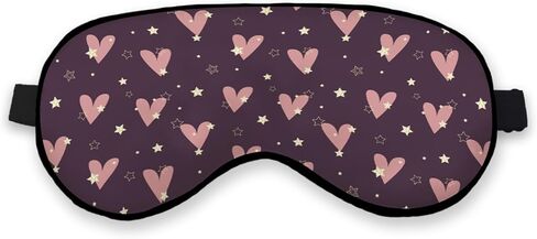 Pink Heart Purple Eye Mask for Women Girls Girlfriend Wife, Valentines Romantic Silk Blackout Eye Mask for Sleeping, Adjustable Straps Soft Lightweight Sleep Mask, Valentines Gifts for Her Him in Kuwait