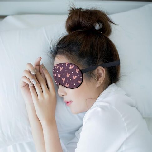 Pink Heart Purple Eye Mask for Women Girls Girlfriend Wife, Valentines Romantic Silk Blackout Eye Mask for Sleeping, Adjustable Straps Soft Lightweight Sleep Mask, Valentines Gifts for Her Him in Kuwait