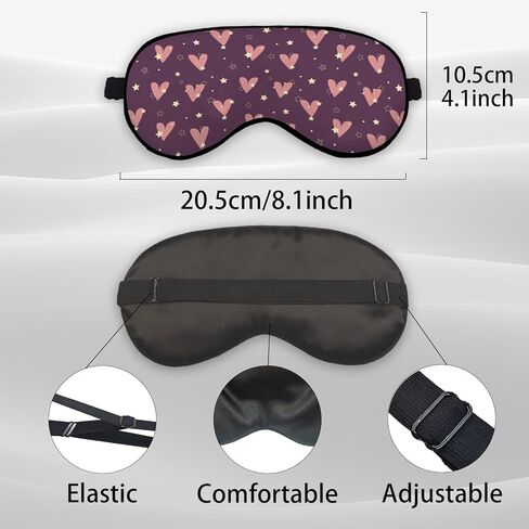 Pink Heart Purple Eye Mask for Women Girls Girlfriend Wife, Valentines Romantic Silk Blackout Eye Mask for Sleeping, Adjustable Straps Soft Lightweight Sleep Mask, Valentines Gifts for Her Him in Kuwait