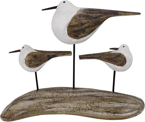 Wooden Sea Bird Statue Seagull On Stand Decor Nautical Coastal Birds Sculpture Indoor Outdoor Animal Figurine Beach Themed Decoration Rustic Home Art for Bedroom Garden (E) in Saudi Arabia