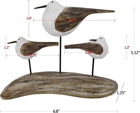 Wooden Sea Bird Statue Seagull On Stand Decor Nautical Coastal Birds Sculpture Indoor Outdoor Animal Figurine Beach Themed Decoration Rustic Home Art for Bedroom Garden (E) in Saudi Arabia