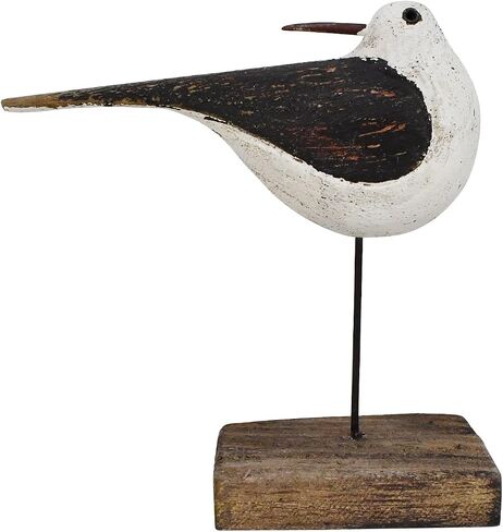Wooden Sea Bird Statue Seagull On Stand Decor Nautical Coastal Birds Sculpture Indoor Outdoor Animal Figurine Beach Themed Decoration Rustic Home Art for Bedroom Garden (E) in Saudi Arabia
