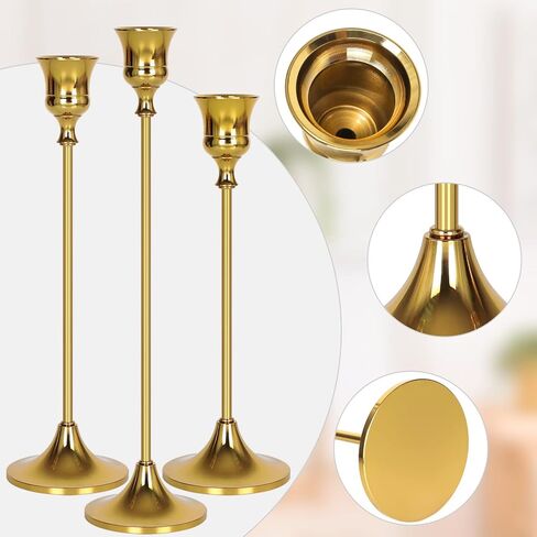 حوامل شمعدان ذهبية - حوامل شموع مستدقة عتيقة على ضوء الشموع حوامل شموع معدنية لحفلات الاستقبال على ضوء الشموع، حفل الزفاف، ديكور المنزل للحفلات in Kuwait
