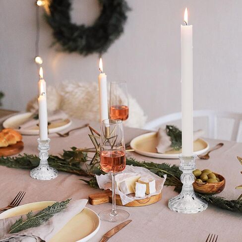 4" Tall Glass Candlestick Holders 2 Pcs Clear Glass Taper Candle Holder Set Crystal Candle Holders for Table Centerpiece, Candle Sticks Holder Decor for Wedding, Thanksgiving, and Valentine's Day in Saudi Arabia