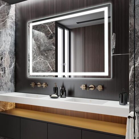 40x24 LED Bathroom Mirror with Lights, Anti-Fog, Dimmable, Backlit + Front Lit, Lighted Bathroom Vanity Mirror for Wall, Memory Function, Waterproof, Tempered Glass, (Horizontal or Vertical) in Saudi Arabia
