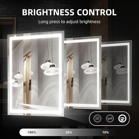 40x24 LED Bathroom Mirror with Lights, Anti-Fog, Dimmable, Backlit + Front Lit, Lighted Bathroom Vanity Mirror for Wall, Memory Function, Waterproof, Tempered Glass, (Horizontal or Vertical) in Saudi Arabia