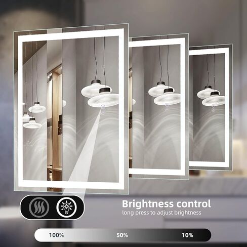 40x24 LED Bathroom Mirror with Lights, Anti-Fog, Dimmable, Backlit + Front Lit, Lighted Bathroom Vanity Mirror for Wall, Memory Function, Waterproof, Tempered Glass, (Horizontal or Vertical) in Saudi Arabia