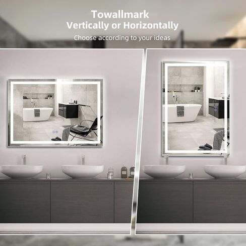 40x24 LED Bathroom Mirror with Lights, Anti-Fog, Dimmable, Backlit + Front Lit, Lighted Bathroom Vanity Mirror for Wall, Memory Function, Waterproof, Tempered Glass, (Horizontal or Vertical) in Saudi Arabia
