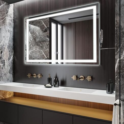 40x24 LED Bathroom Mirror with Lights, Anti-Fog, Dimmable, Backlit + Front Lit, Lighted Bathroom Vanity Mirror for Wall, Memory Function, Waterproof, Tempered Glass, (Horizontal or Vertical) in Saudi Arabia