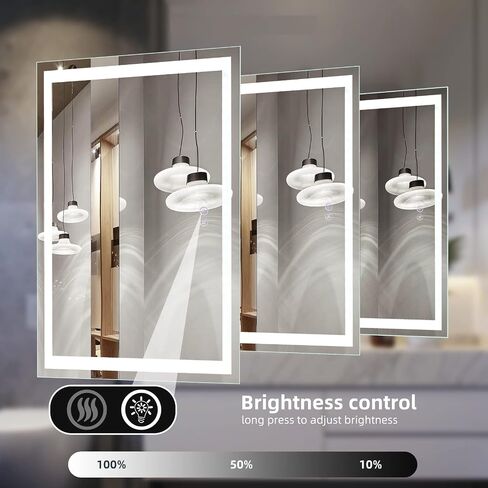 40x24 LED Bathroom Mirror with Lights, Anti-Fog, Dimmable, Backlit + Front Lit, Lighted Bathroom Vanity Mirror for Wall, Memory Function, Waterproof, Tempered Glass, (Horizontal or Vertical) in Saudi Arabia
