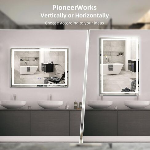40x24 LED Bathroom Mirror with Lights, Anti-Fog, Dimmable, Backlit + Front Lit, Lighted Bathroom Vanity Mirror for Wall, Memory Function, Waterproof, Tempered Glass, (Horizontal or Vertical) in Saudi Arabia
