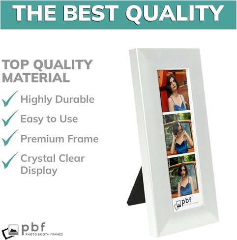 pbf PHOTO BOOTH FRAMES 2x6 Photo Strip Frame | 2 x 6 Photo Booth Strip Frame with Stand | Picture Frame for Photo Booth Strip | Premium Designer Photobooth Frame (White) in Saudi Arabia