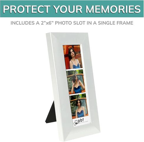 pbf PHOTO BOOTH FRAMES 2x6 Photo Strip Frame | 2 x 6 Photo Booth Strip Frame with Stand | Picture Frame for Photo Booth Strip | Premium Designer Photobooth Frame (White) in Saudi Arabia