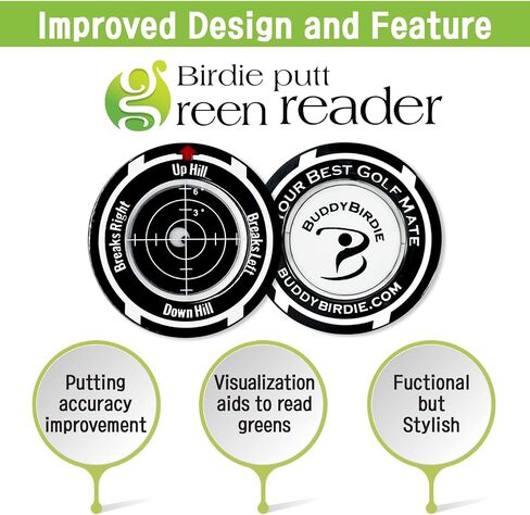 Birdie Putt Green Reader | Poker Chip Style Ball Marker Compact & Stylish Golf Putting & Green Reading Aid Bubble Level High Precision Alignment Reader Tool Golf in Saudi Arabia