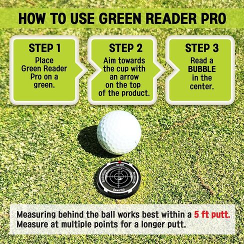 Birdie Putt Green Reader | Poker Chip Style Ball Marker Compact & Stylish Golf Putting & Green Reading Aid Bubble Level High Precision Alignment Reader Tool Golf in Saudi Arabia