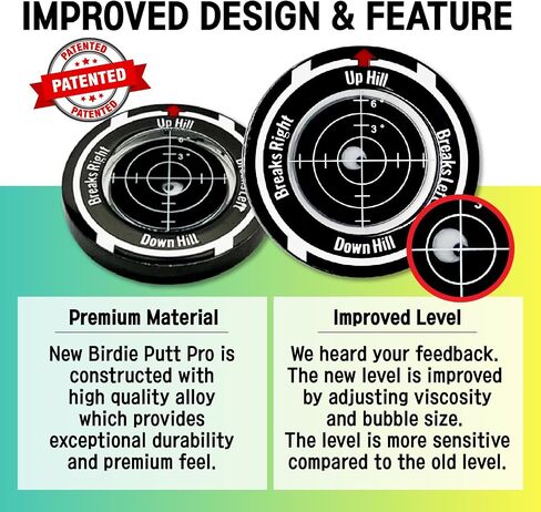 Birdie Putt Green Reader | Poker Chip Style Ball Marker Compact & Stylish Golf Putting & Green Reading Aid Bubble Level High Precision Alignment Reader Tool Golf in Saudi Arabia