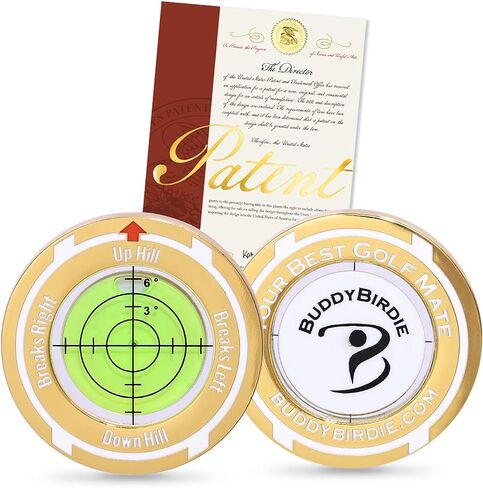Birdie Putt Green Reader | Poker Chip Style Ball Marker Compact & Stylish Golf Putting & Green Reading Aid Bubble Level High Precision Alignment Reader Tool Golf in Saudi Arabia