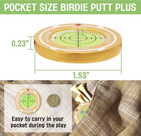Birdie Putt Green Reader | Poker Chip Style Ball Marker Compact & Stylish Golf Putting & Green Reading Aid Bubble Level High Precision Alignment Reader Tool Golf in Saudi Arabia