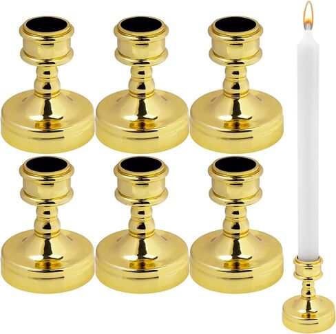 حامل شمعدان ذهبي بسيط، حامل شموع مستدقة لتزيين سطح المكتب لحفلات الزفاف - 6 قطع in Kuwait