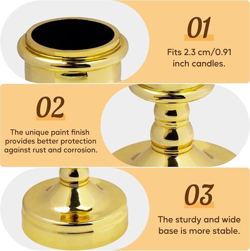 حامل شمعدان ذهبي بسيط، حامل شموع مستدقة لتزيين سطح المكتب لحفلات الزفاف - 6 قطع in Kuwait