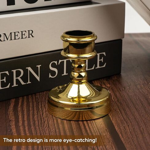 حامل شمعدان ذهبي بسيط، حامل شموع مستدقة لتزيين سطح المكتب لحفلات الزفاف - 6 قطع in Kuwait