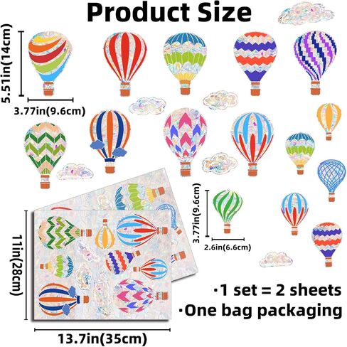 Hot Air Balloon Window Clings for Glass Windows, Bird Anti Collision Window Stickers for Birds, Window Decals to Prevent Bird Strikes, Non Adhesive Window Prism, Sun Catchers Indoor Window in Saudi Arabia