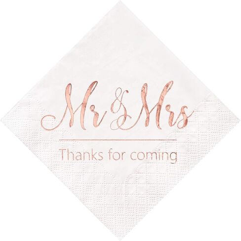 Crisky Napkins Mr and Mrs Gold Cocktail Beverage Dessert for Wedding Shower Engagement Party Decorations, Cake Table Decor Supplies. 100 Pcs, 3-Ply in Saudi Arabia