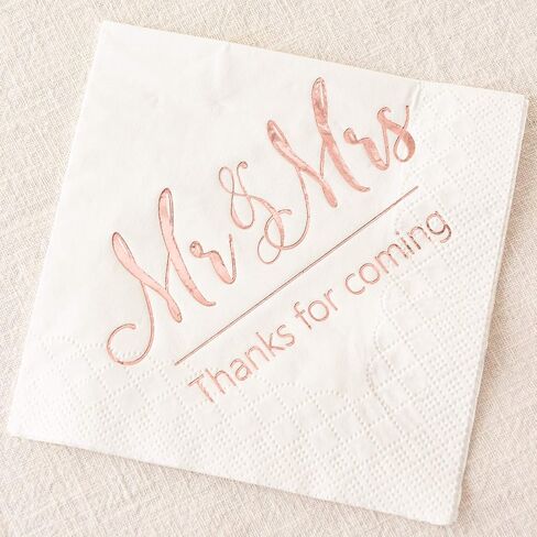 Crisky Napkins Mr and Mrs Gold Cocktail Beverage Dessert for Wedding Shower Engagement Party Decorations, Cake Table Decor Supplies. 100 Pcs, 3-Ply in Saudi Arabia