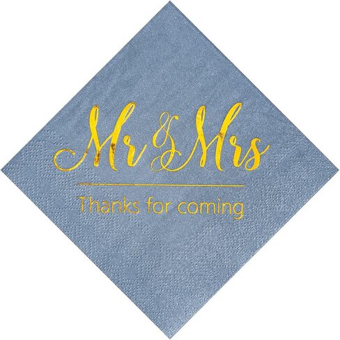 Crisky Napkins Mr and Mrs Gold Cocktail Beverage Dessert for Wedding Shower Engagement Party Decorations, Cake Table Decor Supplies. 100 Pcs, 3-Ply in Saudi Arabia