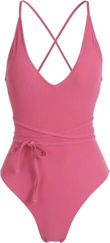 Women's Sexy Bathing Suits Criss Tie Backless High Cut One Piece Swimwear in Saudi Arabia