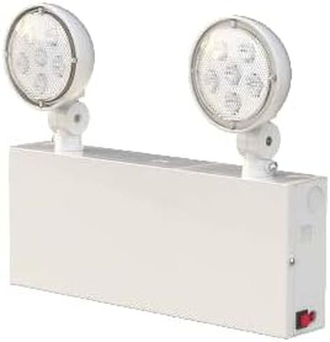 ضوء طوارئ LED معتمد من نيويورك، مبيت أبيض مع بطارية احتياطية، رأسان للمصابيح قابلان للتعديل، 120-277 فولت، درجة تجارية، مقاوم للحريق، معتمد من UL NYC-100 (رأسان) in Kuwait