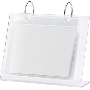 1 Piece Acrylic L-Shape Desktop Photo Display Holder with 17 Pieces Clear Inner Pages Scrapbook Album Flip Photo Displaying (5 Inches)