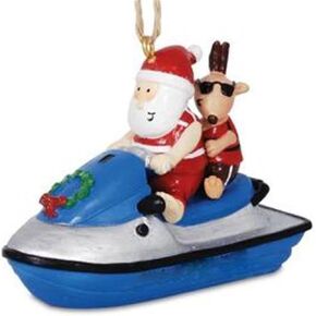 Cape Shore Jolly Santa On Jet Ski with Reindeer Hanging Ornament